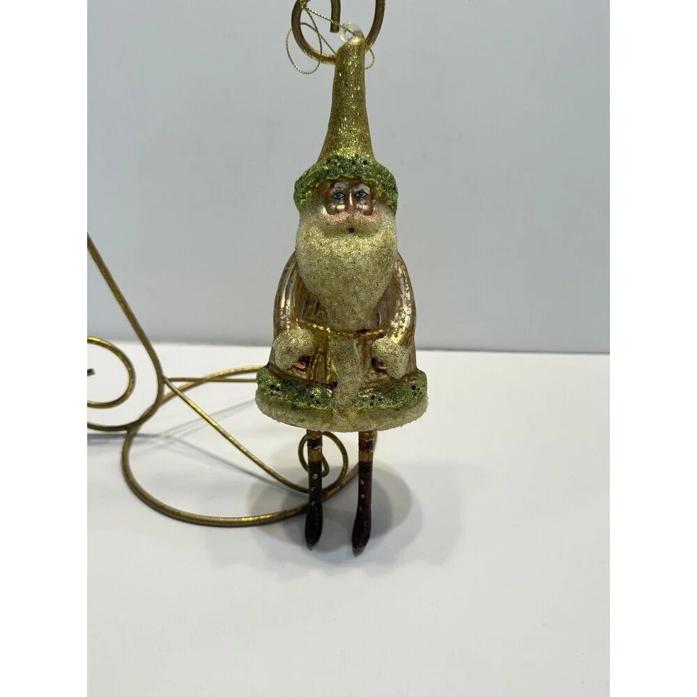 Vintage Melrose International Glass Santa Claus Christmas Ornament Glittered